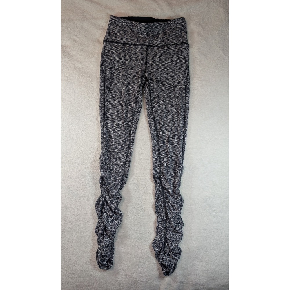 Lululemon Yoga Pants Ruched Leggings Athletic Black Gray Size 6‎